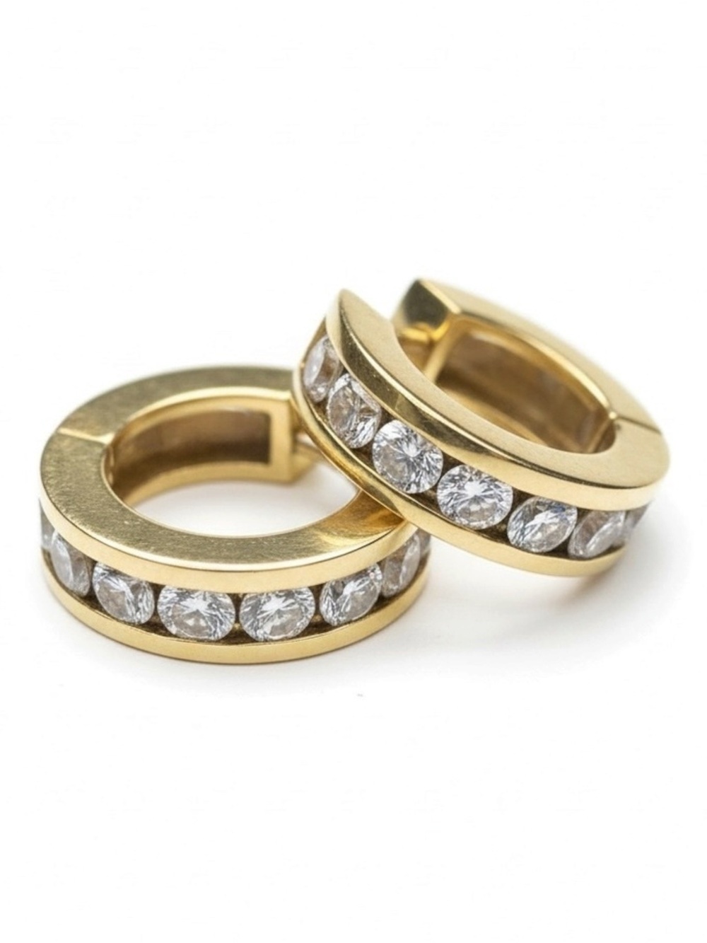 Vintage 90’s: 1 CT Diamond Huggies Earrings ☼ 12 Channel Set Round Stones ☼ 18K